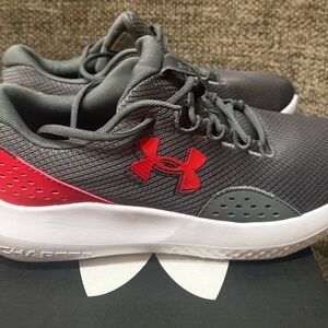 Under Armour Charged Surge 4 Gray and Red Shoes